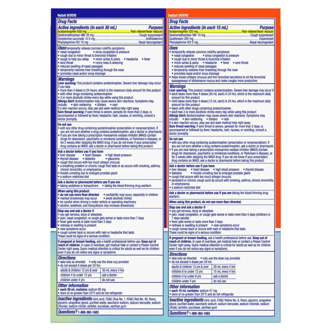 Vicks DayQuil & NyQuil SEVERE Cold & Flu Relief Liquid Co-Pack, 24 fl oz (2 x 12 oz Bottles), Berry & Original Flavors