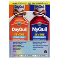 Vicks DayQuil & NyQuil SEVERE Cold & Flu Relief Liquid Co-Pack, 24 fl oz (2 x 12 oz Bottles), Berry & Original Flavors